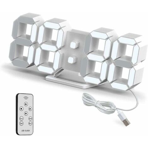 YMYNY 3D LED Digital Wanduhr Kleiner Wecker Fernbedienung 25,2 cm 12/24 Stunden Temperatur Datumsanzeige Zeitspeicher Schlummerfunktion Nachtlicht Einstellbare Helligkeit Küche Büro Wohnzimmer