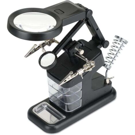 YMYNY 3X/4.5X/25X Multifonctionnel Troisieme Main, avec Loupe sur Pied à 10 LED avec Loupe Support de Fer à Souder pour Les Loisirs de Soudage