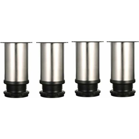 YMYNY 4 patas ajustables de 8 cm de altura, patas de gabinete gruesas, patas de mesa, patas de muebles, acero inoxidable cepillado, altura ajustable de 0 a 15 mm, vienen con tornillos de acero inoxida