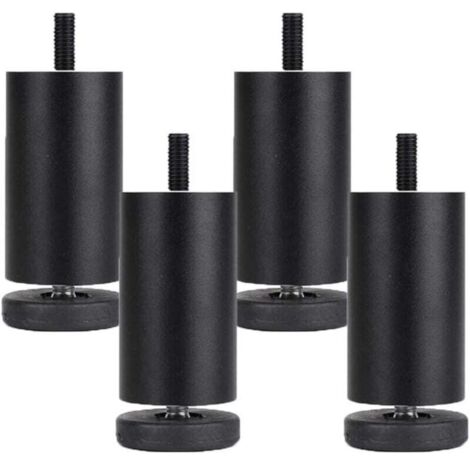 YMYNY 4 Stück verstellbare Möbelfüße, Möbelbeine aus Aluminiumlegierung, runde Möbelbeine aus Metall, Tisch, Sofa, Bett, Schwarz (10 cm)