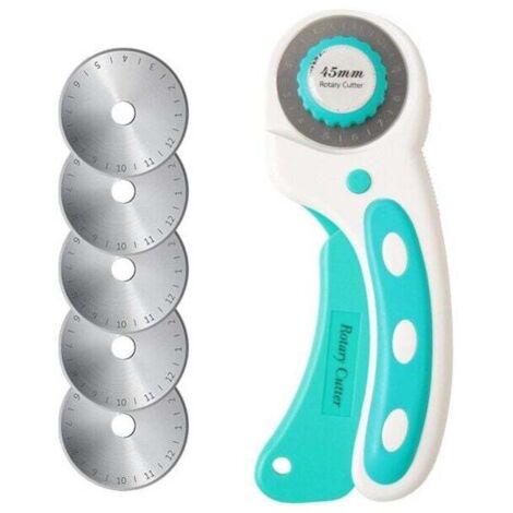 YMYNY 45 mm Rollschneider, Näh-Roulette-Messer-Set mit 5 Ersatzklingen und Schutzmechanismus für präzises Schneiden, Rollschneider für Papier, Stoff, Leder, Scrapbooking