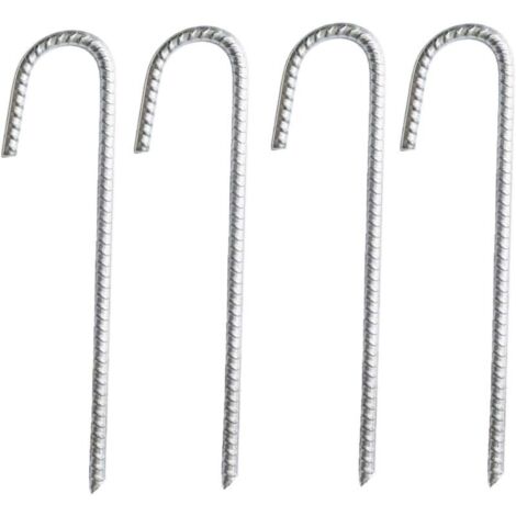 YMYNY 4er-Pack robuste J-Rebar-Ankerpfähle aus verzinktem Stahl – für Festzelte, Pavillons, Burgen, Zelte, Trampoline, Hüpfburgen, Camping, Fußballnetze