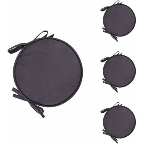YMYNY 4er-Set Stuhlkissen, rund, runde Stuhlpolster für Esszimmertisch und Stuhl, mit Kordelzug, 38 cm (dunkelgrau)