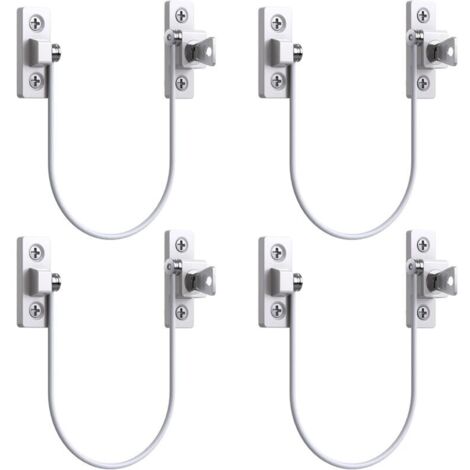 YMYNY 4pcs Window Opener Door Window Door Restrictor Lock UPVC Window Restrictor Lock Security Latch Cable Restrictor Lock with Key and Screws
