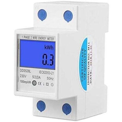 YMYNY 5-32A DIN-Schienen-Energiezähler, Einphasen-Wattmeter mit LCD-Hintergrundbeleuchtung, elektronischer KWh-Zähler (230 V, 50 Hz), 1 Stück