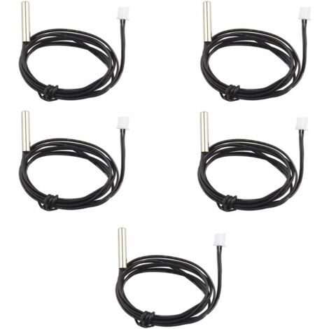 YMYNY - 5 sondas de sensor de temperatura termistor NTC 10K 1% 3950, impermeables, con cable de extensión de 1 m, detector de temperatura para aires acondicionados y refrigeradores de coche.
