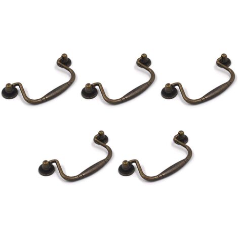 YMYNY - 5 tiradores decorativos de aleación de zinc y bronce antiguo para armario de cocina, cajón y armario, con tornillos (bronce, centro del agujero, 79 mm)