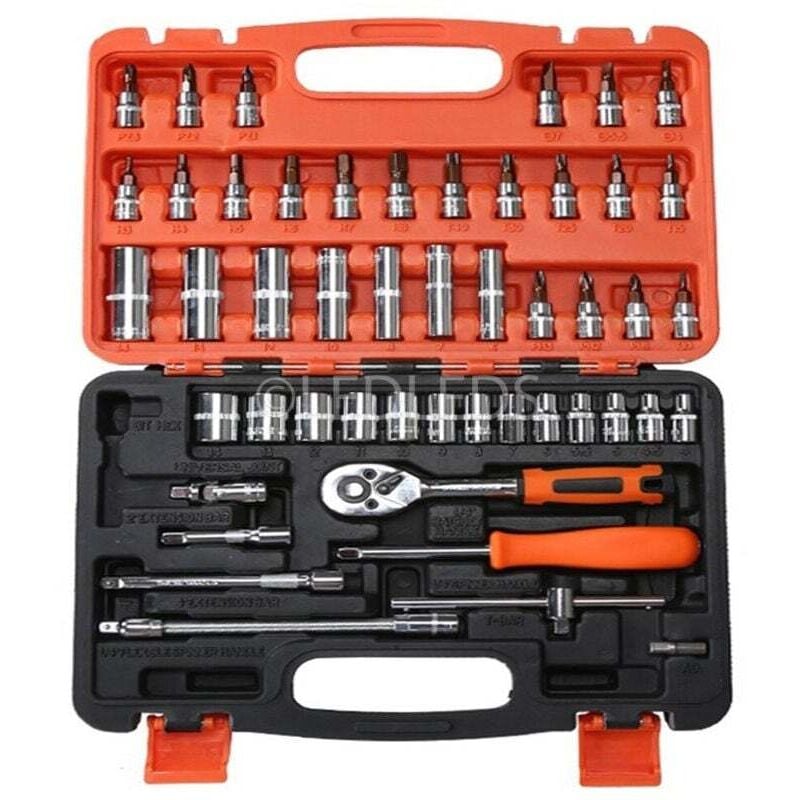 Image of 53-teiliger Ratschenschlüsselsatz aus Chrom-Vanadium im Koffer - Ymyny