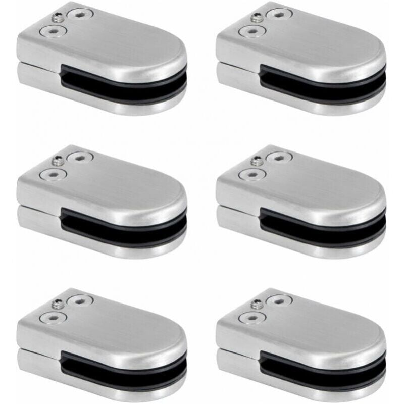 Ymyny - 6 Pack Glass Clamps, Stainless Steel Glass Clamps, 6-8 mm Glass Clamp Brackets, Adjustable Glass Clamps, Flat Back, Connection for