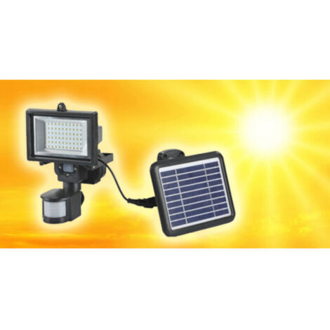 YMYNY 60 LED-Flutlicht mit Bewegungsmelder und wiederaufladbarem Solarpanel, weißes Licht -