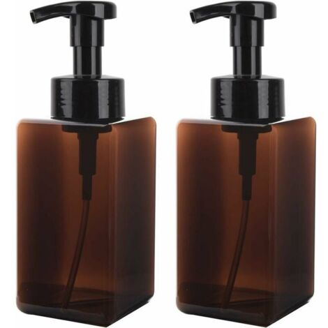 YMYNY 650ML Distributeur Savon Mousse, Lot de 2 Flacon Pompe Vide en Plastique Liquide Conteneur de Bouteille pour la Cuisine et la Salle de Bain - Marron