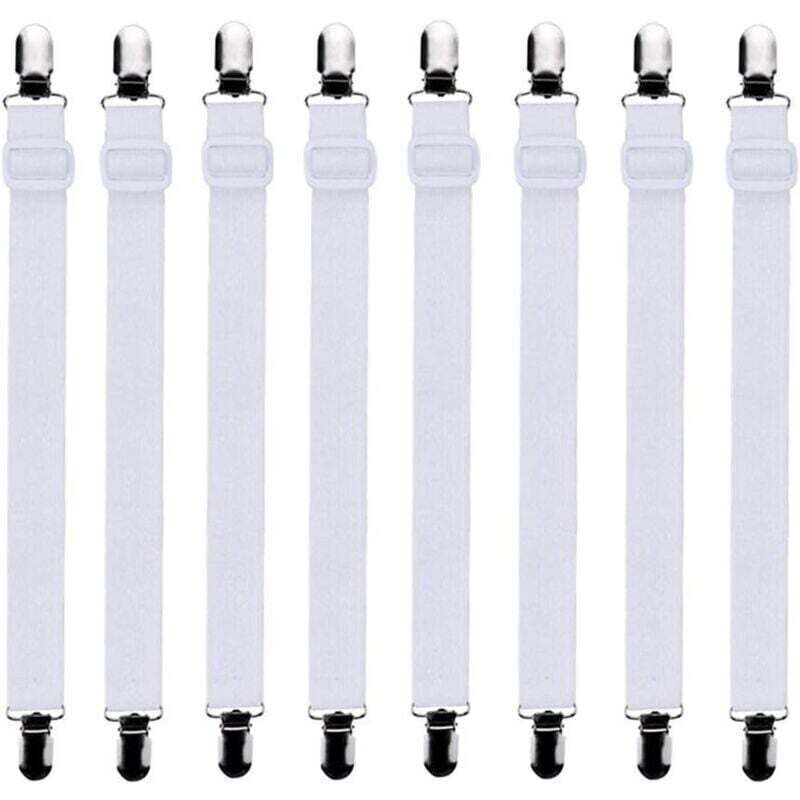 YMYNY 8Pcs (60cm à 200cm) Tendeur Drap Housse Lit Drap Réglable,Tendeurs de Maintien,Convient à Tous Lits et Matelas,Blanc