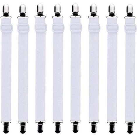 YMYNY 8Pcs (60cm à 200cm) Tendeur Drap Housse Lit Drap Réglable,Tendeurs de Maintien,Convient à Tous Lits et Matelas,Blanc