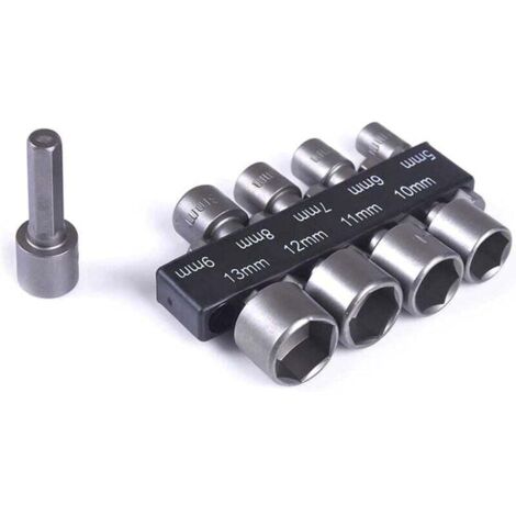 YMYNY 9-teiliges 5-13-mm-Steckschlüssel-Bohrer-Set, Bit-Steckschlüssel-Set, für 1/4-Zoll-Sechskantschaft-Bohrmaschinen, elektrische Schraubendreher und Bohrmaschinen, Akkuschrauber