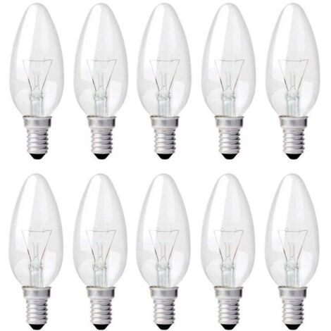 YMYNY Ampoule Bougie Clair E14 40W, Ampoule Incandescence Dimmable, Blanc Chaud 2700K, 400LM, Ampoule Flamme, E14 Ampoules à bougie à vis Edison, Pack de 10