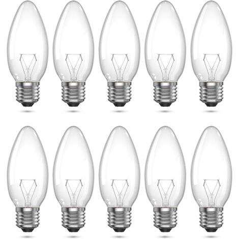 YMYNY Ampoule Bougie Halogène E27 40W C35 Transparente Dimmable Blanc Chaud 2700K 220V Convient pour Salon, Chambre à Coucher, Salle à Manger ou Applique Murale Pack de 10