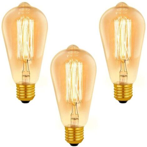 YMYNY Ampoule E27 Vintage ST64 Dimmable 40W Blanc Chaud 2200K,400lm, AC 220V, Ampoule à Incandescence Rétro, E27 Filament Vintage Lampe pour Éclairage Décorative, lot de 3