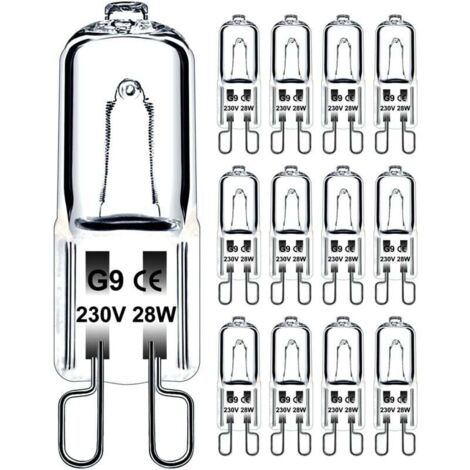 YMYNY Ampoule G9 28W 230V Dimmable Blanc Chaud, Ampoule Halogène G9 Tolérance de 300°C, Ampoule Four G9 Pour Four Micro-ondes Cuisinière Plafonniers, Lot de 12 [Classe énergétique G]