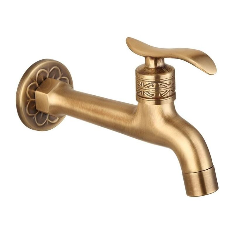 YMYNY Antique Robinet en Laiton Poignée Lessive Salle De Bains Montage Mural Lave-Linge Robinet Extérieur Jardin Tuyau Simple Robinet Froid
