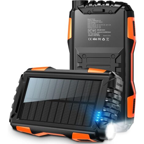 YMYNY Batterie Externe Solaire 42800mAh - Chargeur Solaire avec Double Sortie USB et Entrée, Power Bank pour Camping, Randonnée, Voyages - Compatible avec iPhone, Samsung et Plus