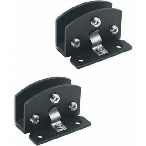 YMYNY - Bisagras para puerta de vidrio (2 unidades), para vitrina, vino, gabinete, bisagra para puerta con clip (aptas para vidrio de 5 a 8 mm de espesor, color negro), piezas de repuesto para bisagra
