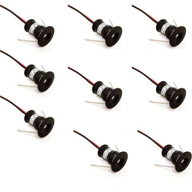 Ymyny - Black 9 Pack Mini led Spotlights 12V 1W Recessed Ceiling Spotlights for Kitchen Stairwell Cabinet Hallway diy Lighting Warm White Cool White