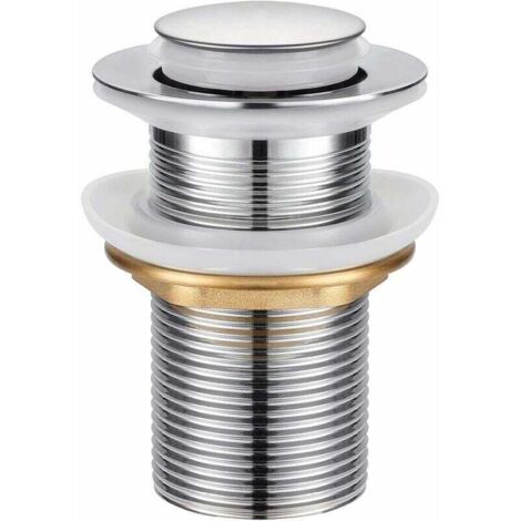 YMYNY Bonde de Lavabo,Universel Bonde Pop-up sans Trop-plein Bonde de Vidage Automatique avec Bouchon de Vidange sans Tirette à Clapet Push Open en Inox Chromée pour Lavabo Salle de Bain
