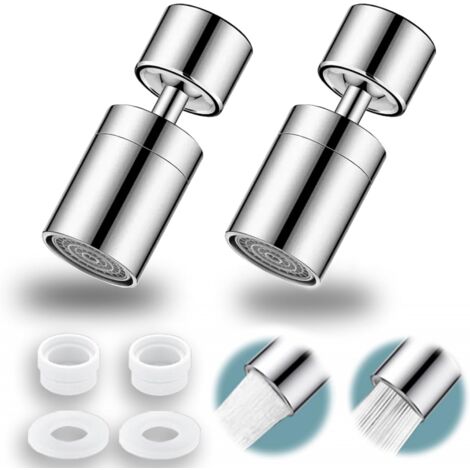 YMYNY Boquilla giratoria para grifo de cocina de 360°, 2 modos, boquilla giratoria para grifo de cocina grande para fregaderos de cocina, grifo para lavabo de baño (plateado)
