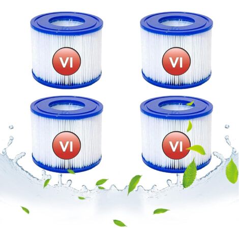 YMYNY Cartouches filtrantes de rechange pour Bestway VI, cartouche filtrante VI pour Lay-Z-Spa Miami, pour Vegas, pour Monaco-Size, filtre Jacuzzi, pour Bestway 58323, 58239, 90352E (lot de 4)