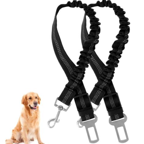 YMYNY Ceinture Chien Voiture, 2 Pièces Harnais, Ceinture Securite avec Absorption des Chocs et Mousqueton pour Tout Type de Voiture pour Tous Les Chiens et Chats