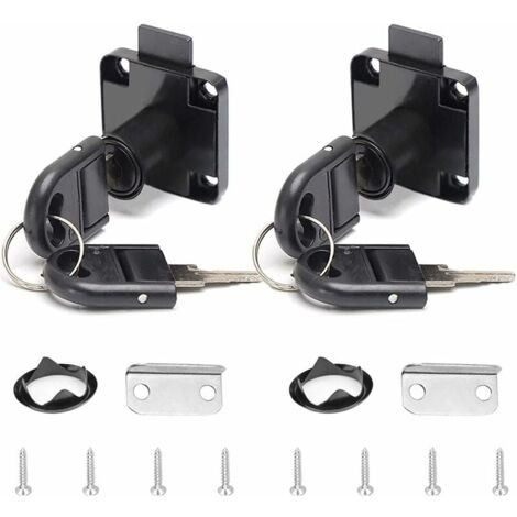 YMYNY - Cerradura de aleación para cajón de escritorio, 2 unidades, color negro, con 4 llaves, cilindro para muebles, para buzón de oficina, cajón, armario