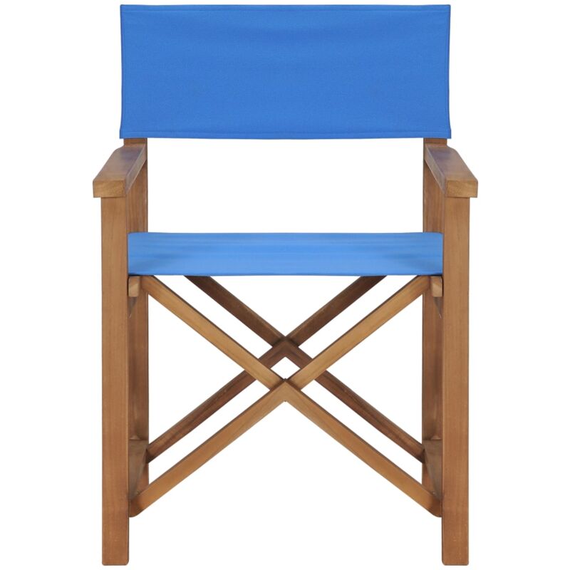 Chaise de metteur en scène Bois de teck solide Bleu - Ymyny