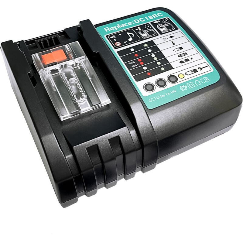 Ymyny - Chargeur de batterie de rechange 14,4 V-18 v 5,0 Ah pour taille-haie Makita DUR181Z Prise ue DC18RC 3 a (avec usb)