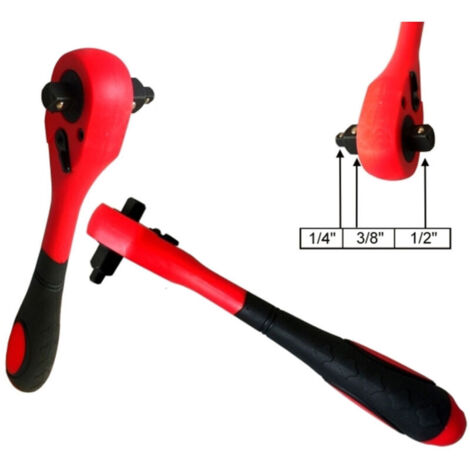 YMYNY Clé à cliquet réversible universelle 3 en 1 pour douilles 1/4" - 3/8" - 1/2" -
