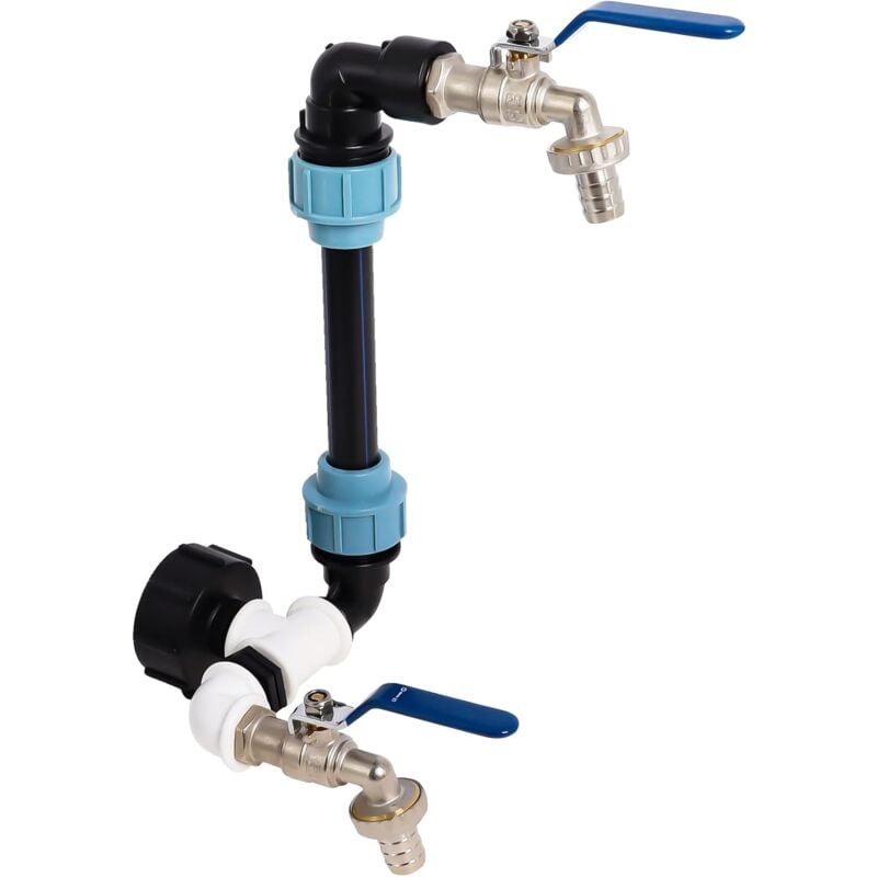 Ymyny - Col de cygne ibc avec raccord S60x6 robinet 3/4', kit de raccordement ibc pour réservoir de récupération des eaux de pluie 1000 litres par