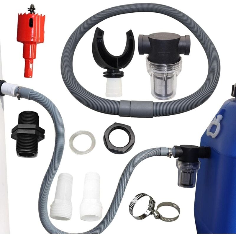 Ymyny - Collecteur d'eau de pluie pour caniveaux ronds avec tuyau flexible, ensemble de récupération d'eau de pluie, connecteur en pvc, collecteur