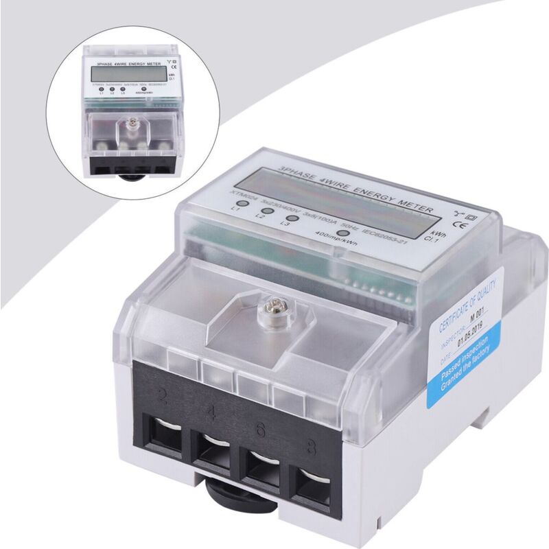 Compteur triphasé lcd étalonné pour rail din avec compteur électrique 3x230/400V 80A - Ymyny