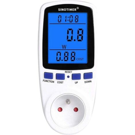 YMYNY Digital Wattmeter Steckdose Stromverbrauch Watt Energiezähler KWh AC 230V 120V Strom mit Hintergrundbeleuchtung Weiß FR Stecker 230V, 16A