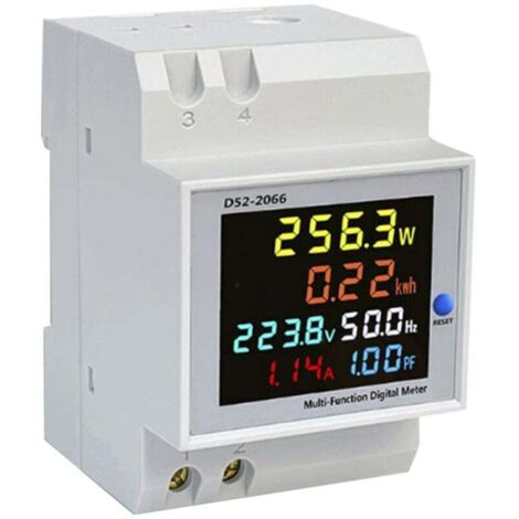 YMYNY Digitaler Energiezähler, Stromzähler, AC 40-300 V 100 A Voltmeter Amperemeter, Multifunktionales rücksetzbares Stromspannungsfaktor-Frequenz-Leistungs-DIN-Schienen-Multimeter