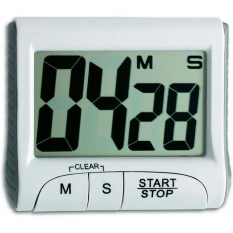YMYNY Digitaler Timer und Stoppuhr, 38.2021.02, Countdown bis zu 99min/59s, Eier-Stoppuhr, Speicherfunktion, große Ziffern, Magnet/Ständer, weiß