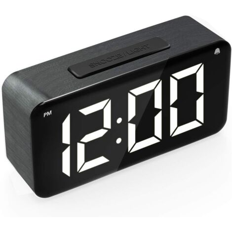 YMYNY Digitaler Wecker, 6-Zoll-LED-Display, Holzmaserung, 6 Helligkeitsstufen, Schlummerfunktion, 12/24 Stunden, einfache Digitaluhr mit Adapter für Kinder und Erwachsene, Wecker für Schlafzimmer, Bür