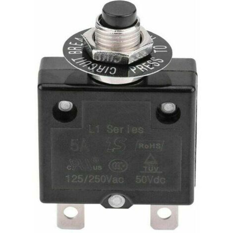 YMYNY Disjoncteur 5A 8A 10A 15A 18A 20A 30A Interrupteur thermique de réinitialisation en option, 125-250V AC 50V DC Disjoncteur à bouton-poussoir de protection contre les surcharges de courant(15 amp