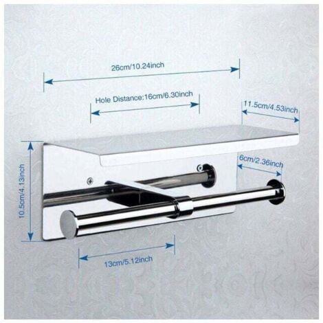 YMYNY Doppelter Toilettenpapierhalter, Wandmontage mit Zwei Rollen, Lagerregal aus Edelstahl 304, Toilettenpapierhalter mit Telefonhalter, für Badezimmer (Silber)