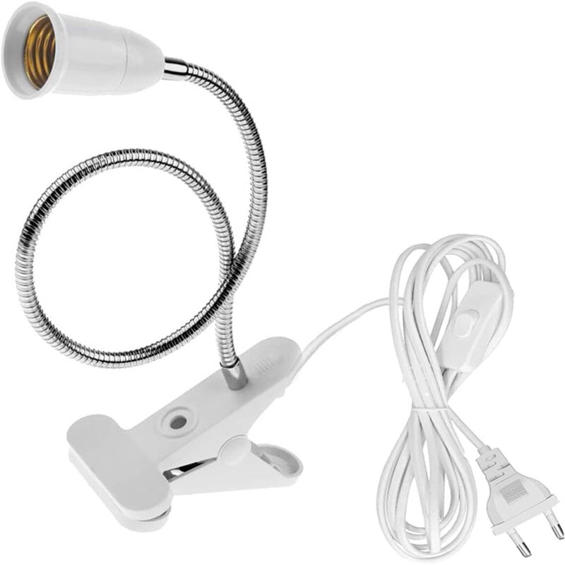 YMYNY Douille de lampe à pince E27 avec interrupteur, base de lampe de table LED avec col de cygne à 360 degrés, base de lampe à pince avec cordon de