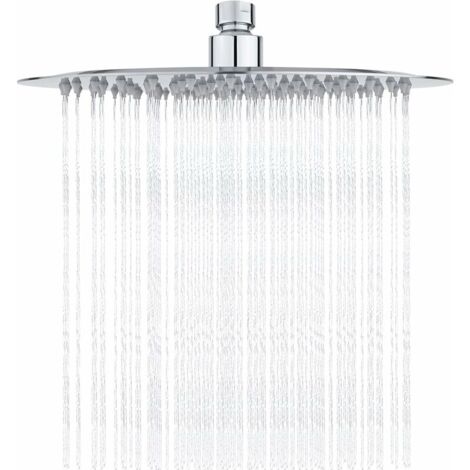 YMYNY Duschkopf aus Edelstahl – Wassersparende Dusche, 25 cm runder Duschkopf, universeller Regenduschkopf, 1/2 Zoll Gewinde, 360° drehbar, 30° neigbar, einfach zu installieren und zu reinigen