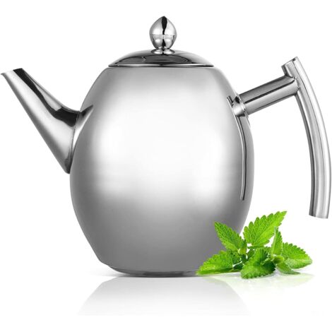 YMYNY Edelstahl-Teekanne, zur Zubereitung von Tee, Kaffeegetränken, heißem Wasser, 1,5 l Edelstahl-Wasserkrug
