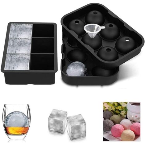 YMYNY Eiswürfelform, Silikon-Eiswürfelform, Eiswürfelschale mit Deckel, Eiswürfelformen für Babynahrung, Whisky-Eiswürfel, Bier, Frucht-Eiswürfel (Kugelförmig+Würfel)