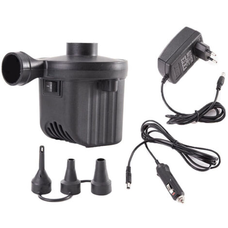 YMYNY Elektrische Luftpumpe, 2 in 1 Aufblasbare Matratze Inflator Deflator, Inflator mit 3 Düsen, für Aufblasbaren Pool, Bettmatratze, Camping, Vakuumbeutel (Stromversorgung + Zigarettenanzünderstecke