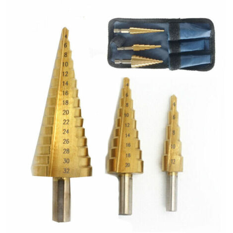 YMYNY Embouts à tête fraisée en métal, 3 PCS 4-12/20/32mm Embouts à tête fraisée en métal Triangulaire Conique Hex Fraisée Bits Acier Inoxydable Métal Titane Revêtu pour Acier/Bois/Laiton/Plastique/PV