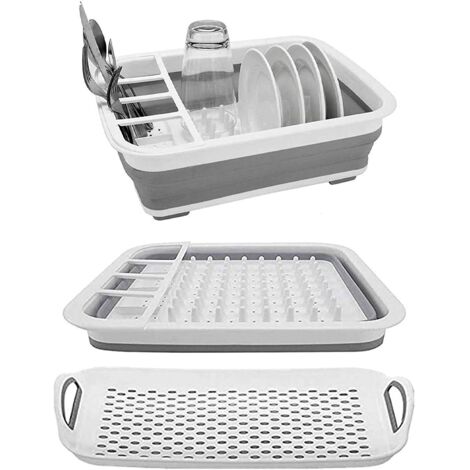 YMYNY Ensemble égouttoir à vaisselle pliable et égouttoir à vaisselle pliable Égouttoir à vaisselle portable Organisateur de vaisselle Égouttoir à vaisselle pliable Égouttoir à couverts pour comptoir